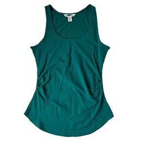 Athleta Tank Top Womens Green Scoop Neck Ruched Sides XXS NWOT